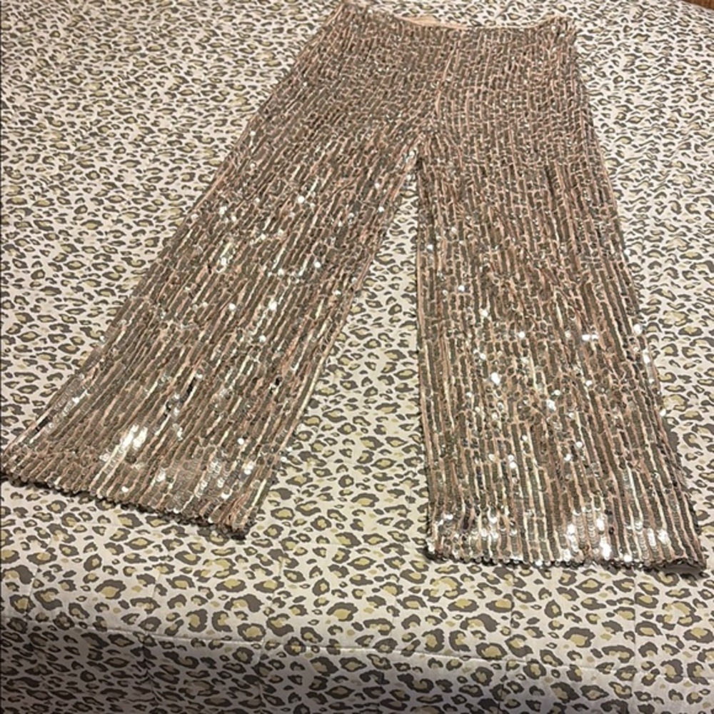 Sequin Wide-Leg Pants